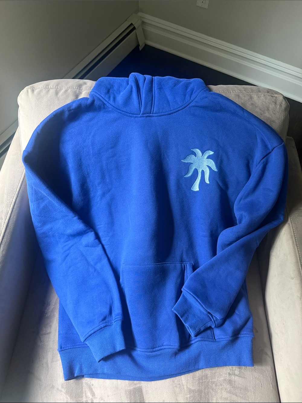 Blue Palm-Print women's Hoodie Sweatshirt